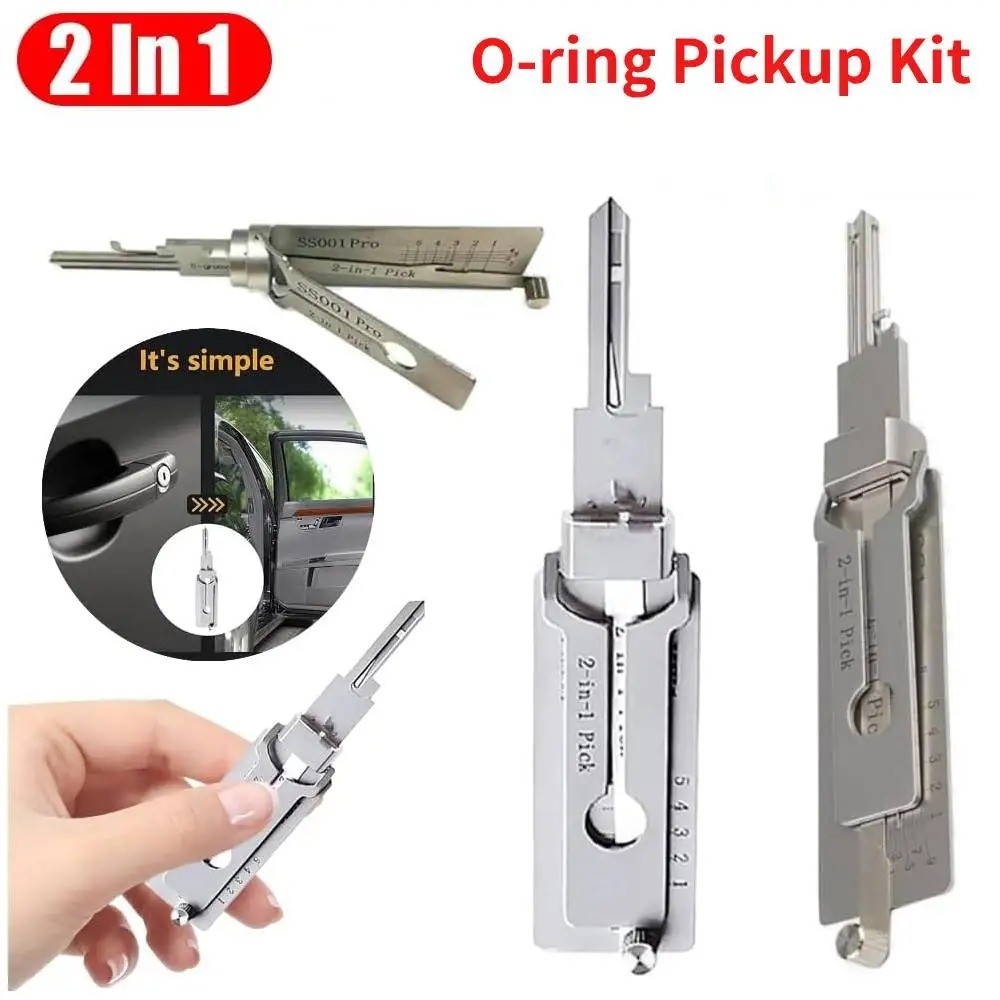 SS001 pro Stainless Steel Key Decoder 2 In 1 Precision Hook & Pick Set Lock
