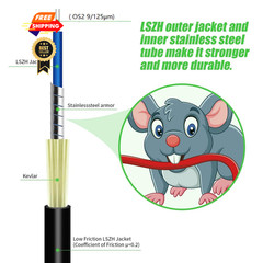 Fibergaga-15M(50ft) SCA to Outdoor Fiber Optic Cable, 15 meters, Black