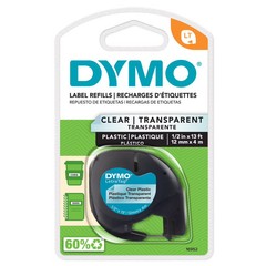 DYMO Labeling Tape for LetraTag 1/2″x13ft Black on Clear 1 Count