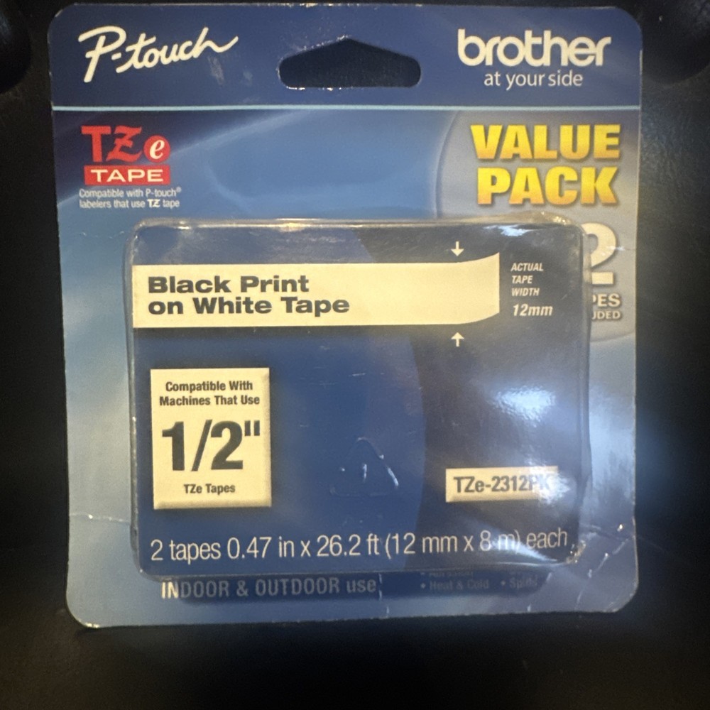 2 pack Brother P-Touch TZe-231 BLACK ON WHITE Label Tape / Ptouch TZ231 PT-1880