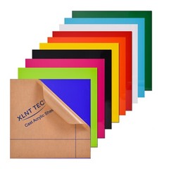 XLNT TEC 10 Pack Colors Cast Acrylic Sheet Opaque Plastic Sheet 8″x 8″ x .118″