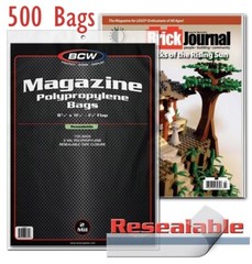 500 Resealable Magazine Protection Bags Acid Free Sleeves 2 Mil Long Term By BCW