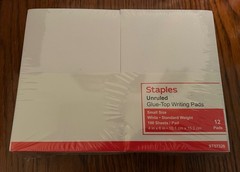 STAPLES 163444 Notepads 4-Inch X 6-Inch Unruled White 100 Sh./Pad 12 Pads/Pk