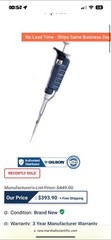 Gilson Micropipette Pipetman Adjustable Pipetman P5000, P1000, P200 Pipetman
