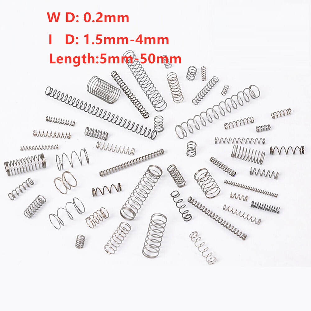Wire Dia 0.2mm Compression Pressure Spring OD 1.5-2-2.5-3-4mm Stainless Steel A2