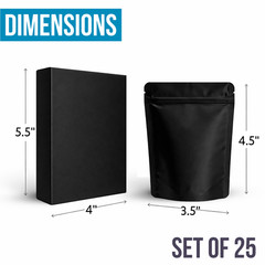 25 Pack 3.5g Mylar Bags with Matching Boxes Assorted Designs Foil Zip Pouches