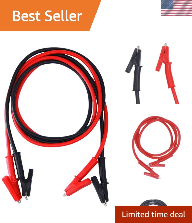 2 Pieces Silicone 39-Inch Alligator Clip Leads, 5A Max Current for Testing