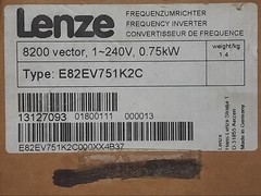 Lenze 8200 Vector frequency inverter 0.75 Kw. -Type: E82EV751K2C – New & Tested