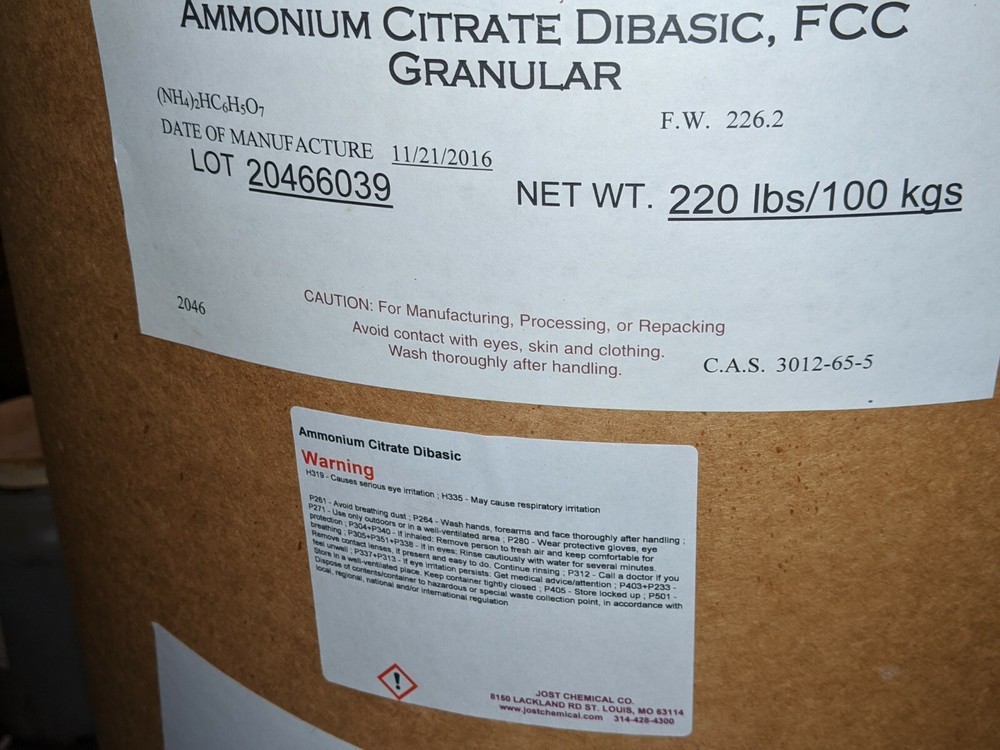 Ammonium Citrate Dibasic – 1 Pound – 98% min.