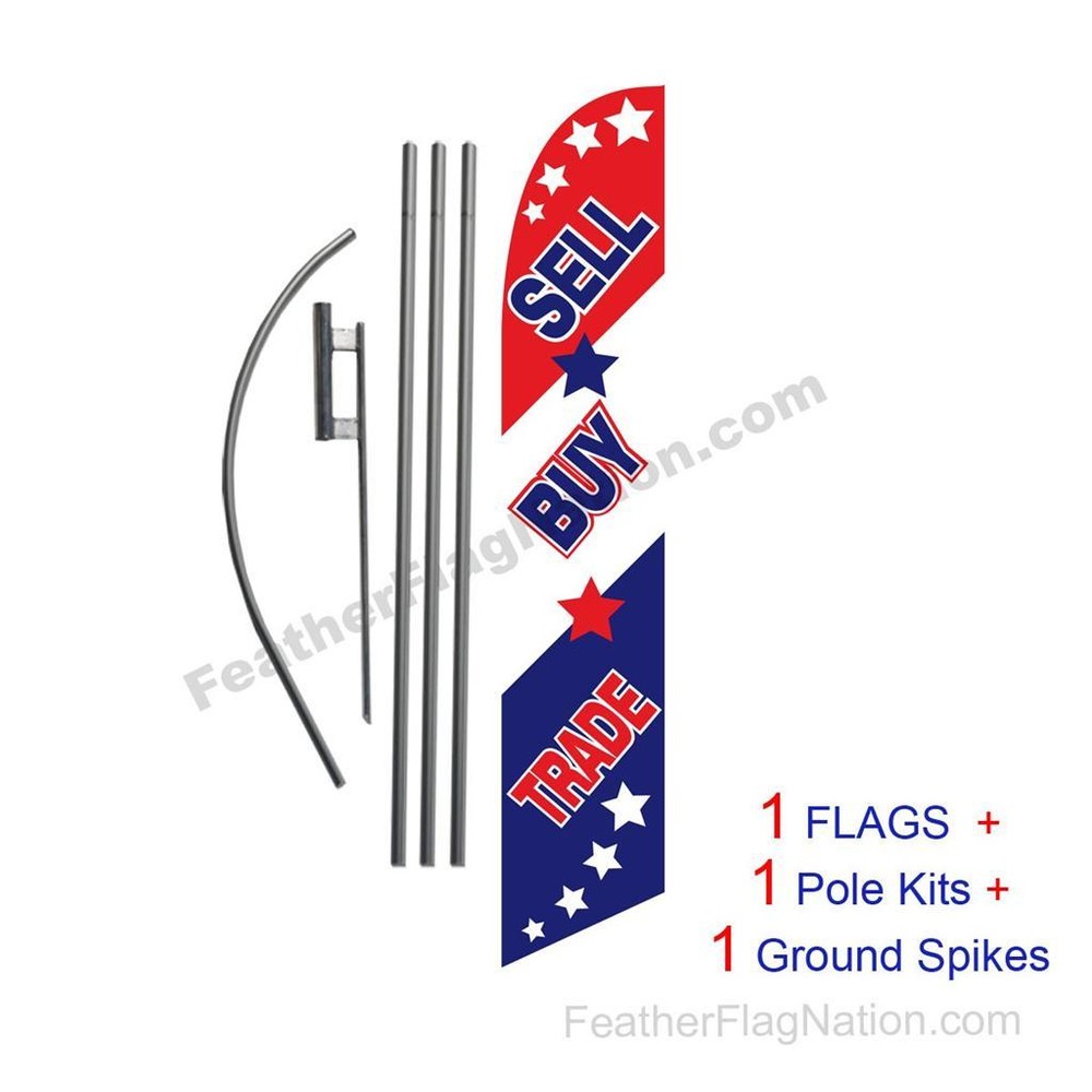 Sell Buy Trade 15′ Feather Banner Swooper Flag Kit with pole+spike