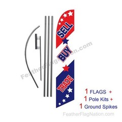 Sell Buy Trade 15′ Feather Banner Swooper Flag Kit with pole+spike