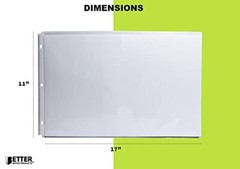 50 Pack 11×17 Inch Heavyweight Diamond Clear Sheet Protectors, Side Loading, Led