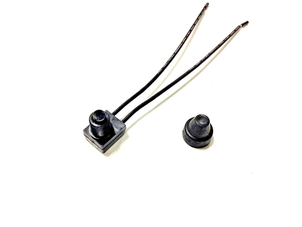 Judco Push-Button On-Off Switch 5A (DC) 14V. (1) Rubber screw on cap.