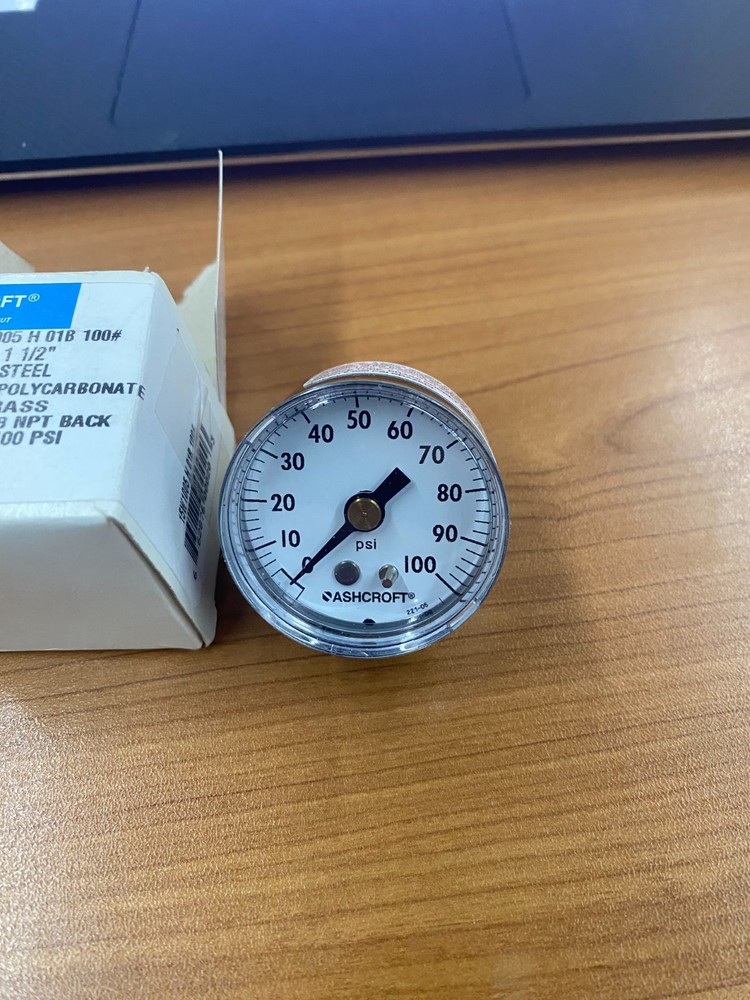 Lot of 6 ASHCROFT 15-W-1005-H-01B-100#, Commercial Pressure Gauge, 0-100psi