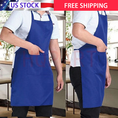 2 Pockets Kitchen Chef Bib Apron Cooking Waterproof Butcher Catering Restaurant