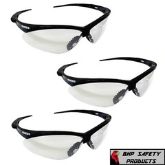 (3 PAIR) KLEENGUARD NEMESIS SAFETY GLASSES 25679 CLEAR ANTI-FOG LENS/BLACK FRAME