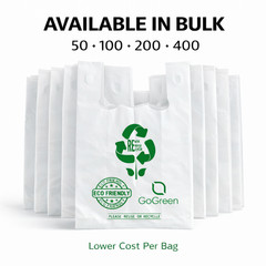 White 4 Mil Reusable Grocery T-Shirt Bags 1/6 21×6.5×11.5 Heavy Duty
