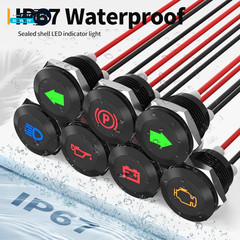 12V LED Indicator Light Small Indicator Light Waterproof 1/2″ Panel Cutout