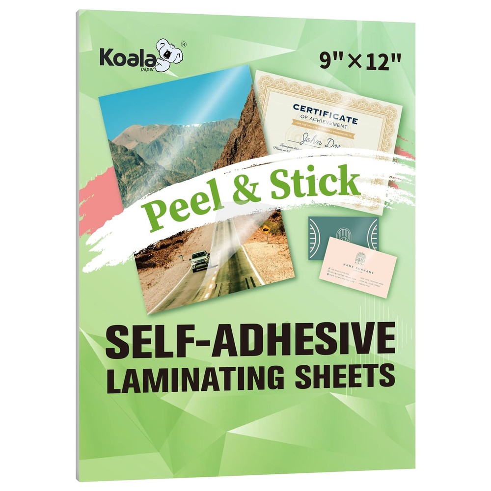 Koala Self Adhesive Laminating Sheets – 9 x 12 Inch Clear 9″x12″,