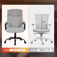Big and Tall 500lbs Wide Seat Desk Chair with Lumbar Support Arms , Grey