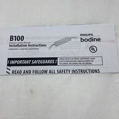 PHILIPS BODINE MODEL B100 EMERGENCY LIGHTING BALLAST PE1E0001M 127/277VAC 280mA