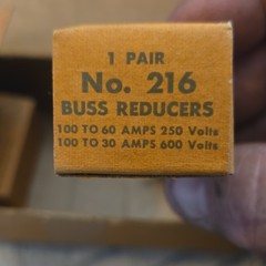 Bussmann 216 Copper Fuse Reducers, 1 Pair, 60A 250V / 30A 600V three pair