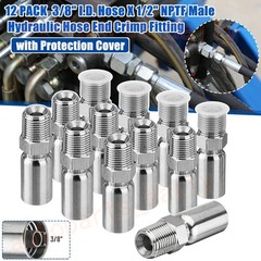 12 Pack 1/2″ NPTF Hydraulic Hose End Fittings 3/8″ I.D. Hose X 1/2″ NPTF Male US