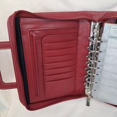 FRANKLIN COVEY Red 7 Ring Planner Binder With Handles Full Zip Read