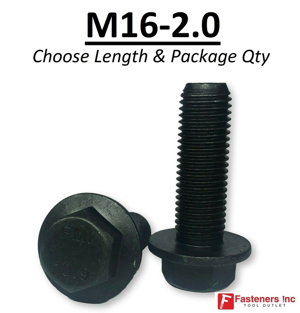 (Choose Length & Qty’s) M16-2.0 Grade 10.9 Metric Flange Bolts Black Phos & Oil