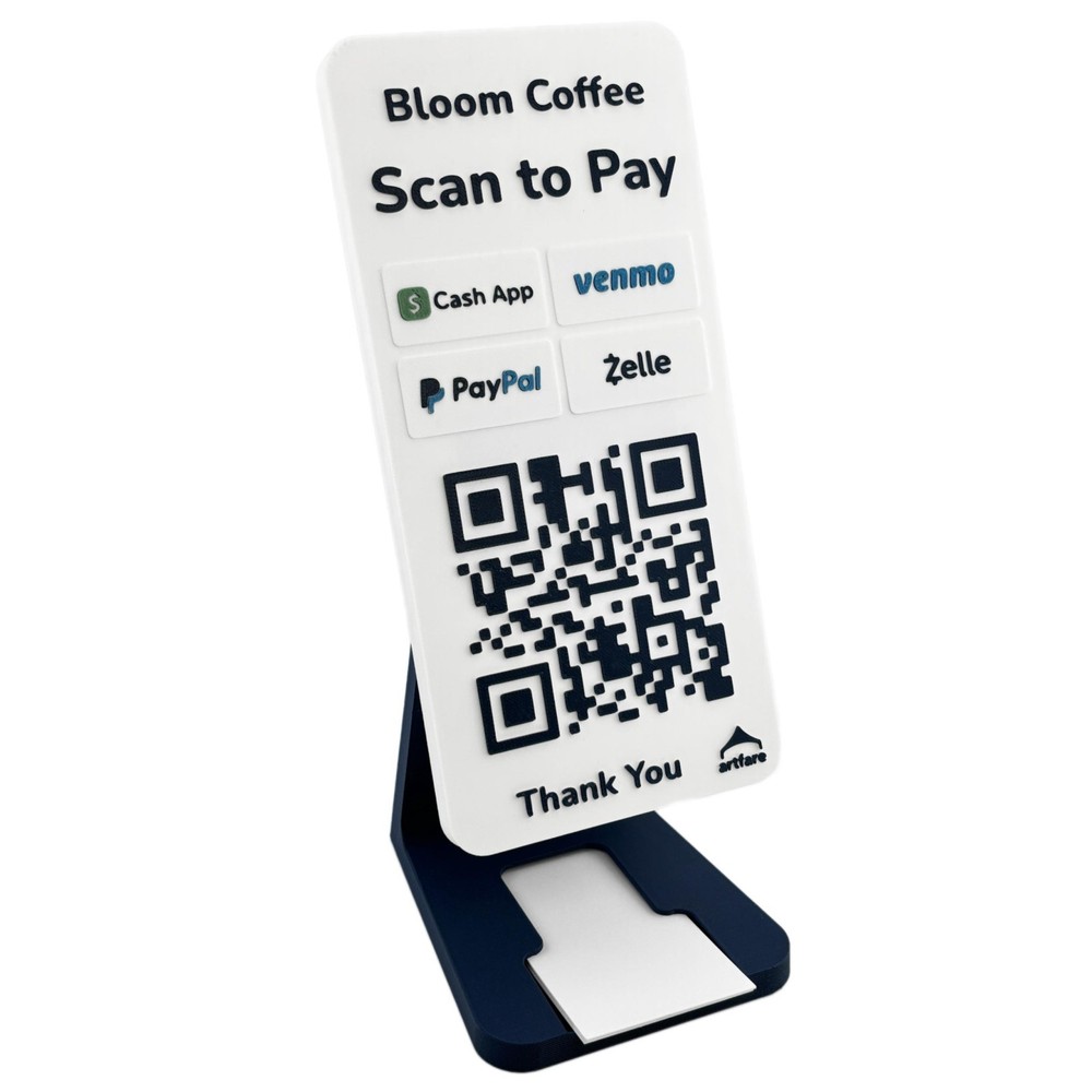 QR Code Payment Sign with Business Card Dispenser – Artfare Slim
