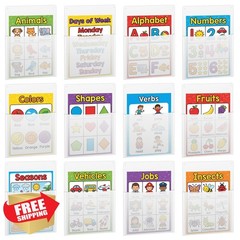 Fuutreo Clear Wall Pockets 12 Pcs 12.6″x9.4″