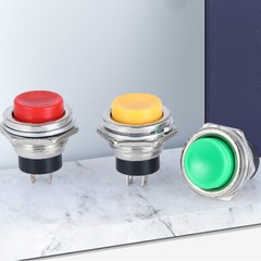 16mm Momentary Push Button Horn Switch OFF (ON) 250V/3A 2 Pin Red Green Black
