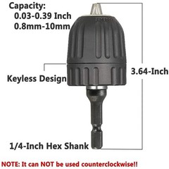 Keyless Drill Chuck Adapter 0.8-10mm Quick Change 1 4 Hex Shank Converter