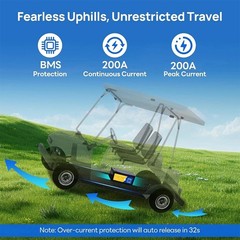48V 100Ah LiFePO4 Battery with BMS Protection for Marine Off-Grid Power Golf Car