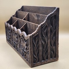 Vintage Lerner Faux Wood Look Plastic Desk Organizer 70s Retro MCM 3 Tier 6 Slot