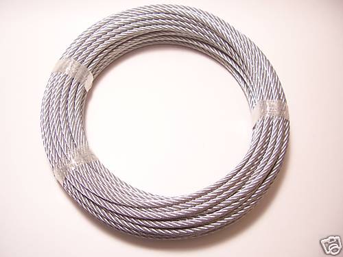 Galvanized Wire Rope Cable 1/4″, 7×19, 100 ft coil