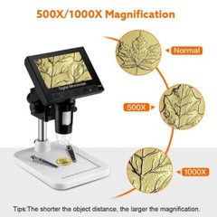 1000X 4.3″ Coin LCD Digital 1000x Magnifier w/8 Adjustable LED Lights Used