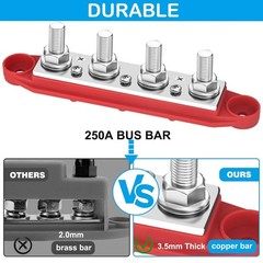 12V 250A Bus Bar Terminal Block Battery Distribution Block for Automotive Solar