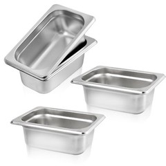 4 Pack 1/9 Size x 2.5 Inch Deep Steam Table Pan Stainless Steel Anti-Jam Pan