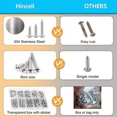M4 Phillips Pan Head Machine Screws, 370pcs Stainless Steel Kit (M4 x 6mm, 8m…
