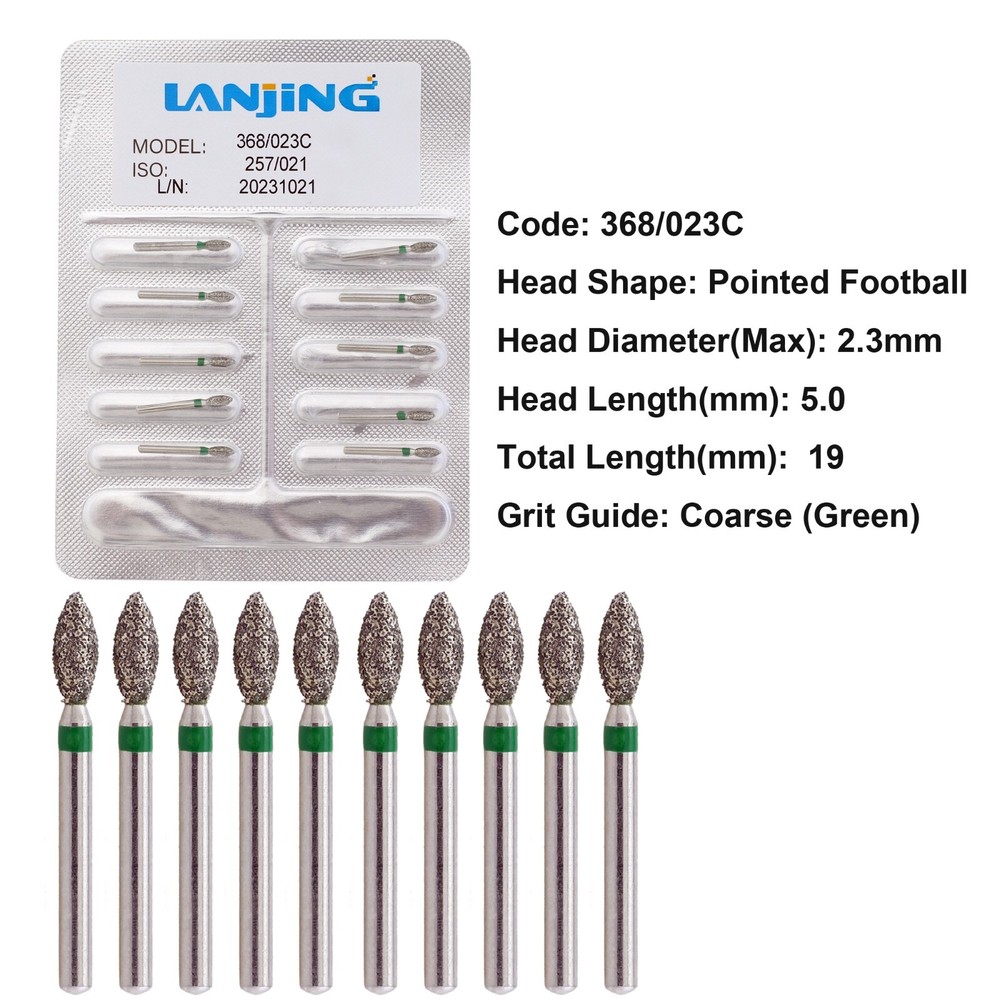Multi-Use Dental Diamonds Football Egg Bur 368/023C Coarse Grit Friction Grip