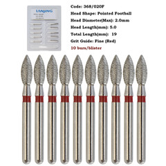 Dental Diamond Burs Football FG 368/023C 379/023 Egg Coarse Fine Grit High Speed