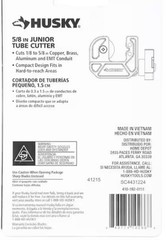 HUSKY 5/8 in. Junior Tube Cutter for Copper, Brass, Aluminum, Model: 80-511-111