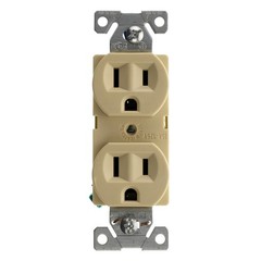 HUBBELL BR15I10Z SPEC GRADE DUPLEX RECEPTACLE, 15A, 120V, IVORY, (10-PACK)