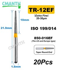 US Fine Dental Burs Diamond Burs High Speed Turbines Drills Tools 1.6mm 20pcs