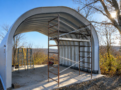 16x24x12 DuroSPAN Steel Prefab Arch Garage Building Kit Open Ends Factory Direct