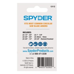 Spyder 12-Piece Saw Blade Arbor Bushing Adapter Kit, 13112