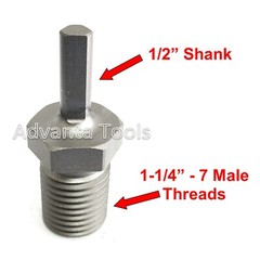 Core Drill Bit Adapter: 1-1/4” – 7 Threaded Male to 1/2” Shank