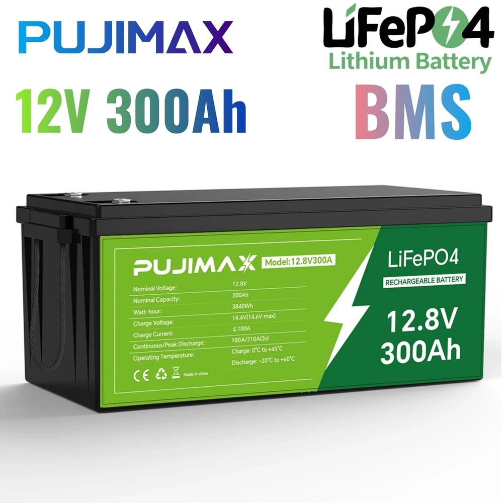 12V 300Ah LiFePO4 Lithium Battery for Solar Back Up System Marine RV Boat BMS