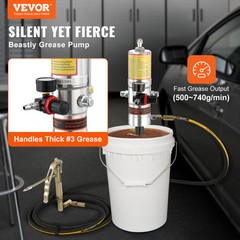 VEVOR Grease Pump Air Operated Grease Pump 0.6-0.8Mpa 13 ft Hose & Grease Gun